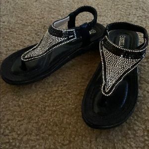 Black jeweled sandals